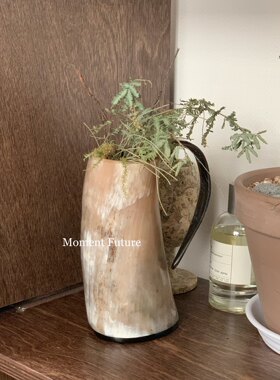 韩系复古牛角酒杯花瓶