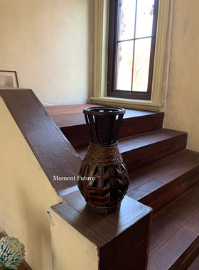 Moment Future复古摆件草绳编织花瓶竹木干鲜花插花器花陈列摆件