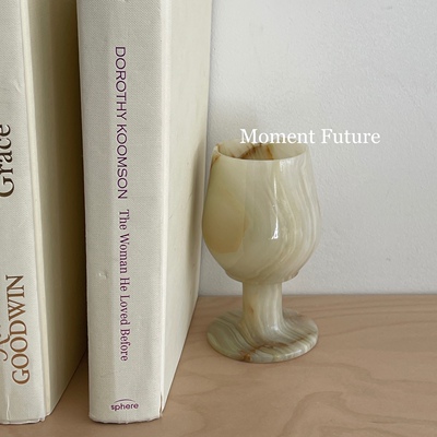 Moment Future中古风玉石摆件小酒杯装饰品巴基斯坦自然石纹复古