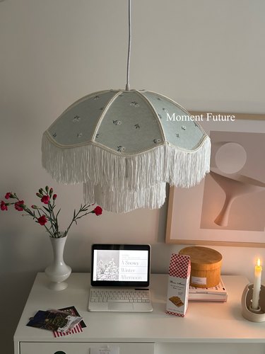 Moment Future韩系法式布艺吊灯碎花流苏田园生活灯具复古装饰感