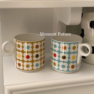 Moment Future韩国ins风陶瓷马克杯咖啡杯水杯复古可爱花朵情侣款