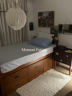 Moment Future复古实木床架美式单人床儿童床拍摄摆件抽屉柜床架