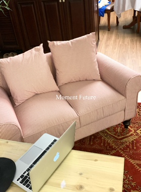 Moment Future美式复古韩系中古风沙发小户型条纹单人双人布艺