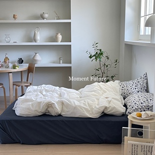 Moment 韩系全棉无印水洗棉四件套床上用品三件套纯色 Future日式