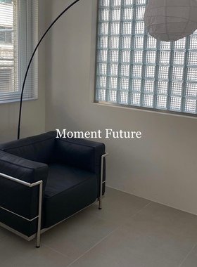 Moment Future家居博主简约现代办公会客皮沙发组合黑色单人沙发