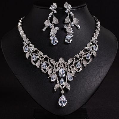 欧美外贸新款夸张项链耳环套装复古跨镜时尚耳饰品奢华珠宝首饰女