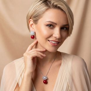 跨境百搭爆款优雅雪花珍珠耳环项链珠宝套装气质轻奢耳饰品女耳钉