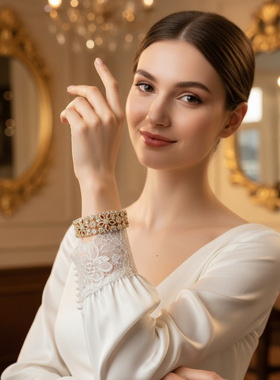 小众冷淡手饰锆石女花卉锆石手链