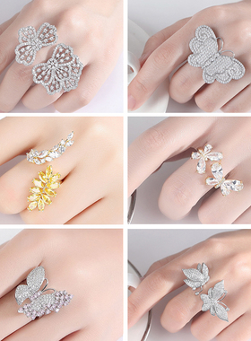 微镶开口调节戒指女韩版锆石饰品