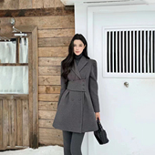 新款 韩版 收腰显瘦时尚 VANE设计感封腰呢子连衣裙2025冬装 西装 裙潮