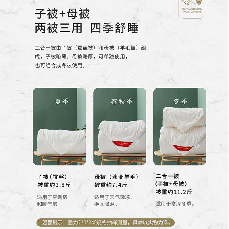 MENGJIE 홈 텍스타일 실크 이불 울 이불 투인원 시어머니 이불 사계절 이불 MENGJIE 겨울 이불 두꺼운 따뜻한 이불 코어