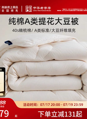 梦洁A类大豆纤维被子冬被加厚保暖棉被被芯春秋夏凉被四季新款