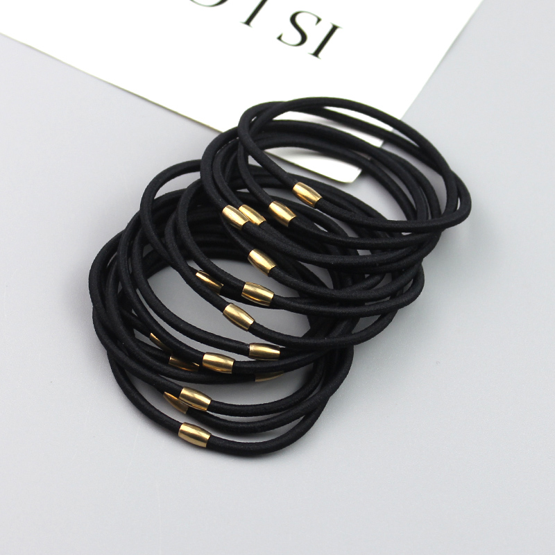 简约细款黑色做旧小铜扣发绳