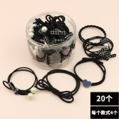 皮筋女扎头绳2024年新款 头饰女夏高级感皮套高颜值黑色布艺发圈绳