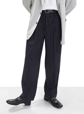 GSSU原创自制宽松阔腿裤韩版休闲街头欧美休闲裤子条纹直筒裤男