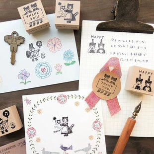 日本表现社插画家设计师联名木质印章布川爱子浅野西淑福冈麻利子