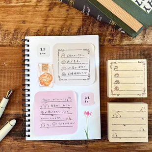 日本beverly木质印章小鸟长尾山雀刺猬横线花环可爱手帐印填色