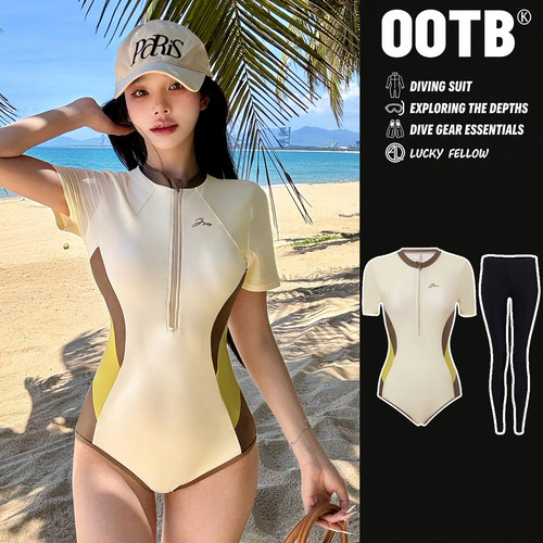 爱琦琳夏季女短袖连体竞速潜水服