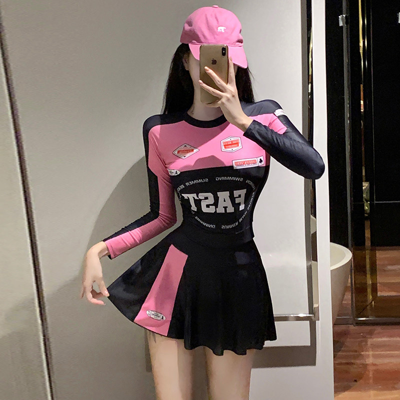 机车泳衣裙保守显瘦连体运动冲浪
