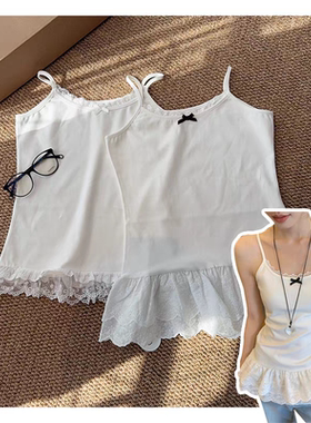 lirose韩国春夏芭蕾风打底吊带韩系！甜美蕾丝拼接女士吊带背心