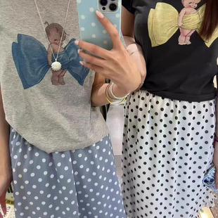 choi 可爱天使蝴蝶结短袖 韩国东大门 新款 T恤上衣 2025夏季 lirose