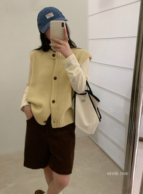 Find Time-2026年早春韩系时尚简约叠穿百搭针织马甲背心L61125