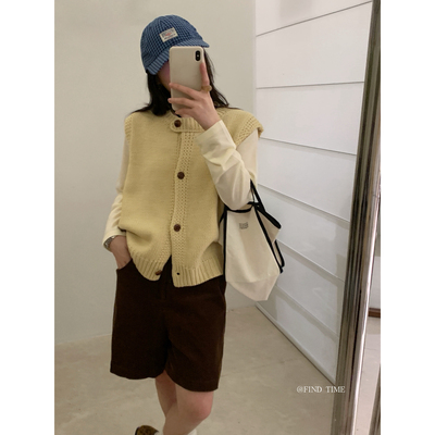 韩系时尚简约叠穿针织马甲背心