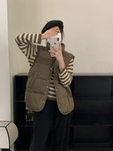 rose韩国东大门2023轻薄宽松无袖 外穿羽绒马甲背心外套女白鸭绒服