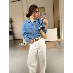 MADEIN OST-2026年早春时尚都市极简小版口袋衬衫牛仔外套91123