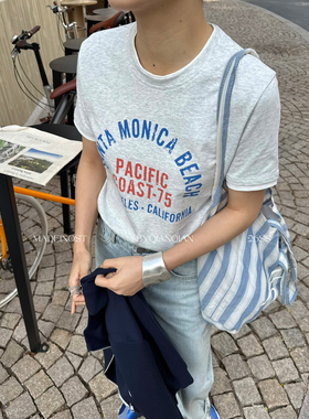 MADEIN OST-2026年早春轻运动假两件撞色字母短袖T恤女91022