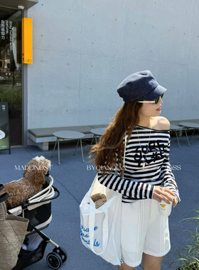 MADEIN OST-2026年春款20天丝美式复古斜肩收腰长袖T恤91103