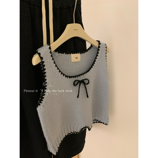 peanut花生家-2026年早春韩系质感绝绝子减龄蝴蝶结针织马甲1321