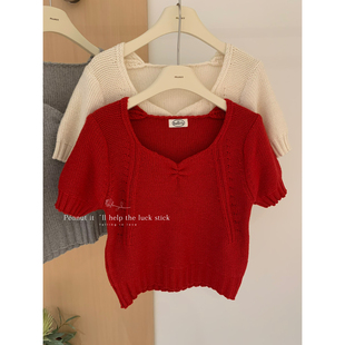peanut花生家-2026春款搭子小毛衣甜系质感好保暖短袖毛衣1330