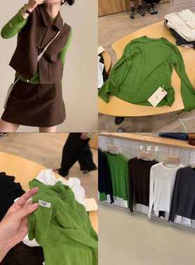 现货韩国东大门EGG鸡蛋家2025秋冬针织打底衫软糯亲肤百搭长袖T恤