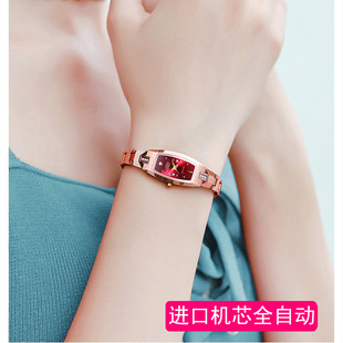 正品 女士手表全自動機械表鎢鋼手鏈防水夜光女生手表潮流時尚 新款
