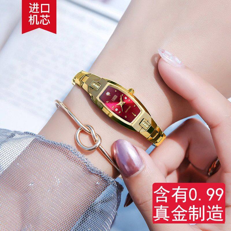 正品瑞士新款全自动女士手表钨钢手链防水女生手表时尚表送女友表