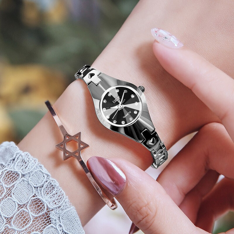 正品瑞士全自动机械防水圆盘钨钢镂空手链韩版简约时尚女士手表