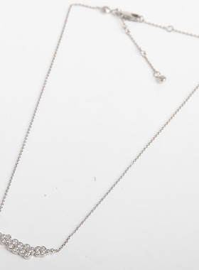 日常配饰饰品   HB  银色水晶花朵吊坠项链 短款项链项饰女