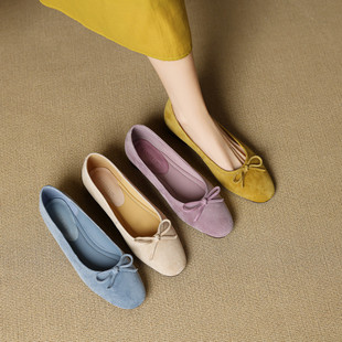 新款软皮40-43大号羊皮软底大牌低跟大码女鞋全皮圆头脚宽胖单鞋