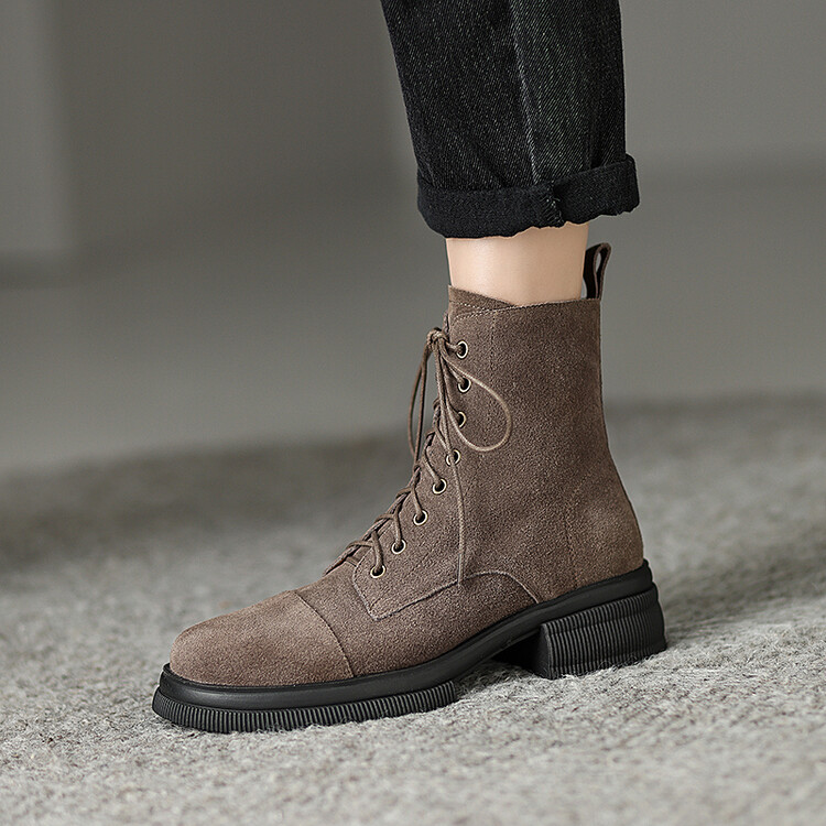 短靴厚底牛皮40-41大码