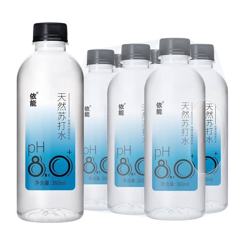 依能天然苏打水弱碱性pH值&plusmn;8.0无糖无汽冰镇爽口饮料360ml*6瓶装
