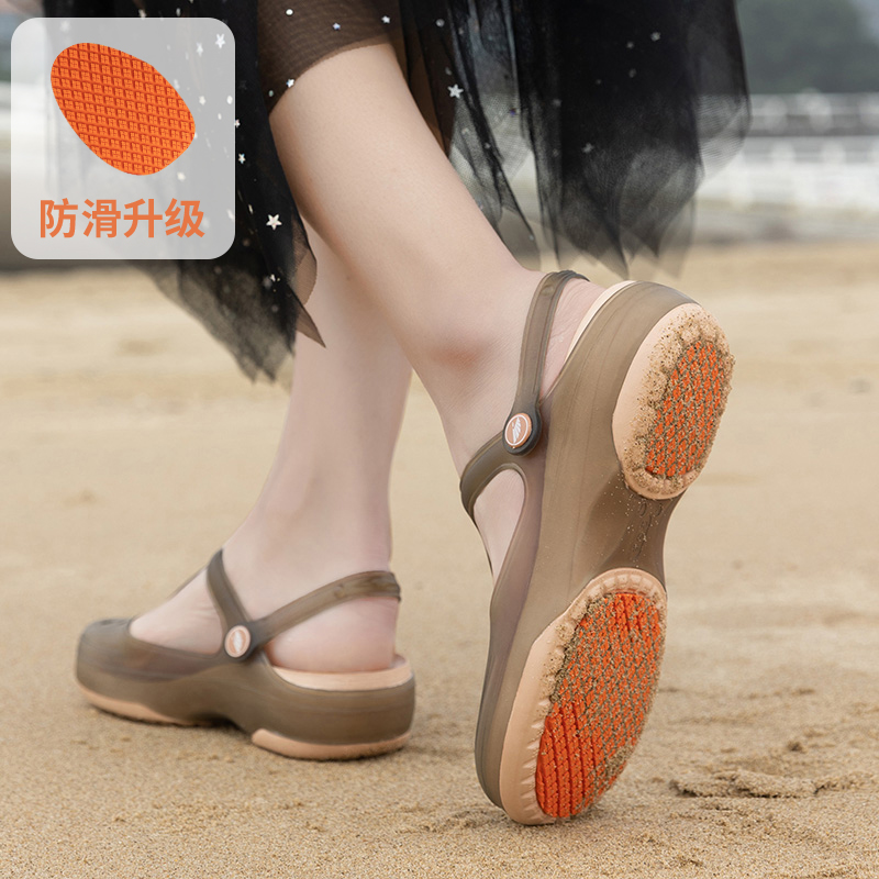 洞洞鞋女外穿高端夏季拖鞋厚底防滑软底护士外穿果冻鞋沙滩0714h