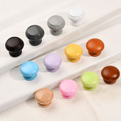 实木单孔小拉手抽屉衣柜儿童房柜门橱柜实木把手原木糖果色门把手