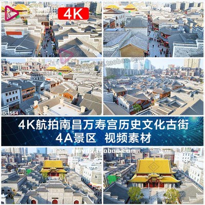 4K航拍南昌万寿宫历史文化古街 4A景区  视频素材