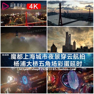 魔都上海陆家嘴杨浦大桥五角场彩蛋城市夜景穿云航拍延时视频素材