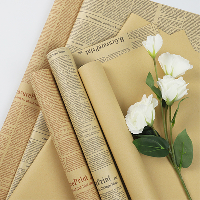 英文报纸复古牛皮纸diy礼物包装鲜花花束包装纸干花包书花店资材