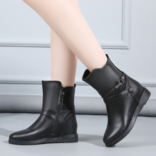 妈妈鞋棉鞋大码43-45加绒女靴中老年防滑保暖平底44女中筒靴子42