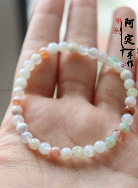 多巴胺色玛瑙手串女款简约百搭