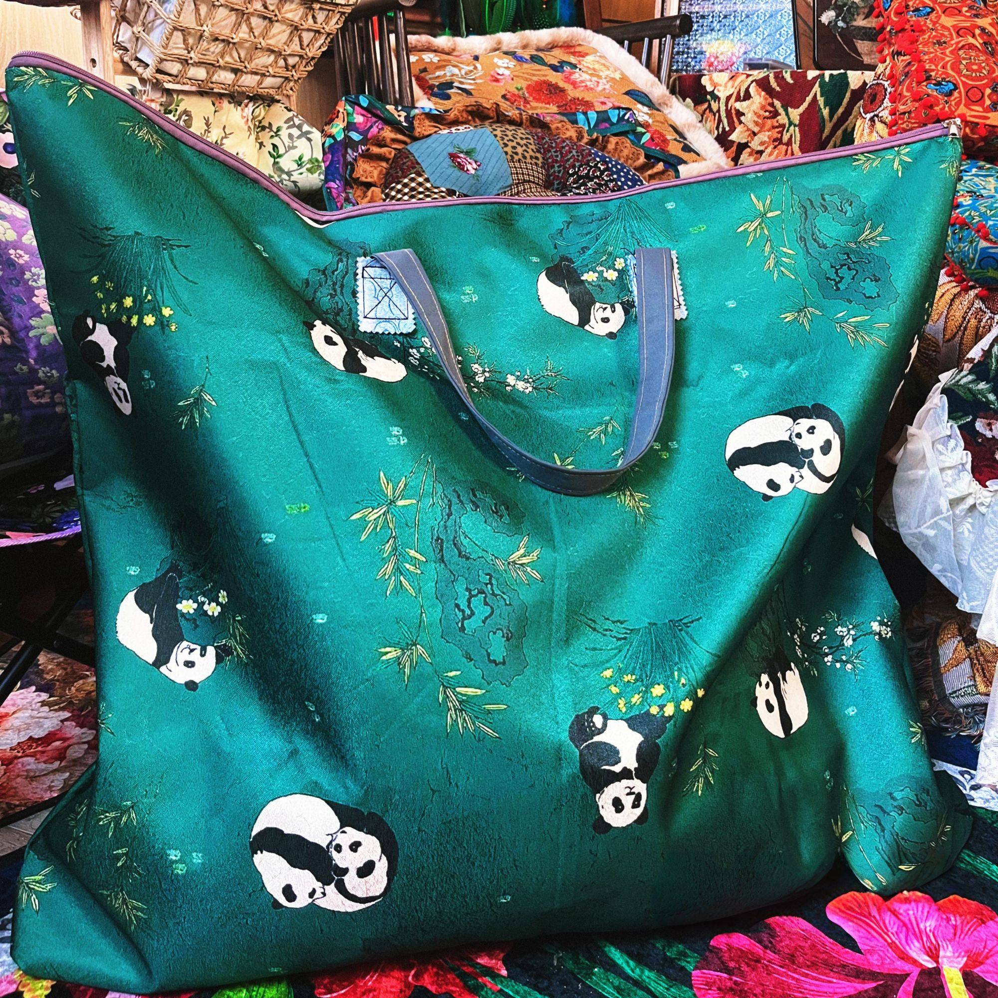 绿色熊猫衣物防尘被子收纳整理大容量收纳袋防尘搬家特大行李袋,收纳整理,被子防尘袋,淘宝优惠券,粉丝福利购,淘宝优惠卷
