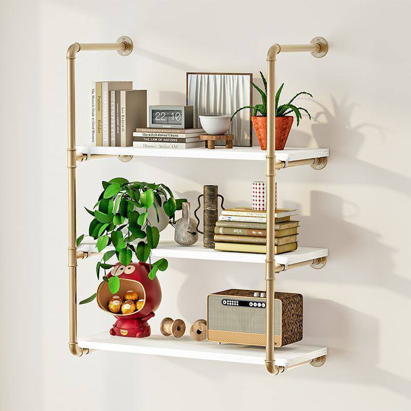 工业装饰架子壁挂式托架挂墙墙壁分层隔板铁艺水管墙上置物架